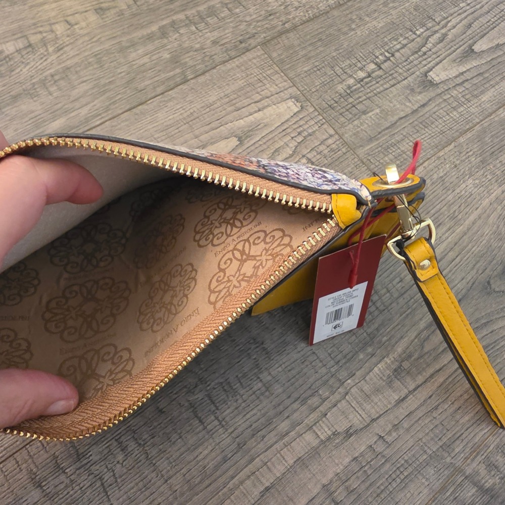 Enzo Angiolini Summer Cobra Pouch and Card Holder Yellow Snake Print EB-W0124 - Picture 8 of 10